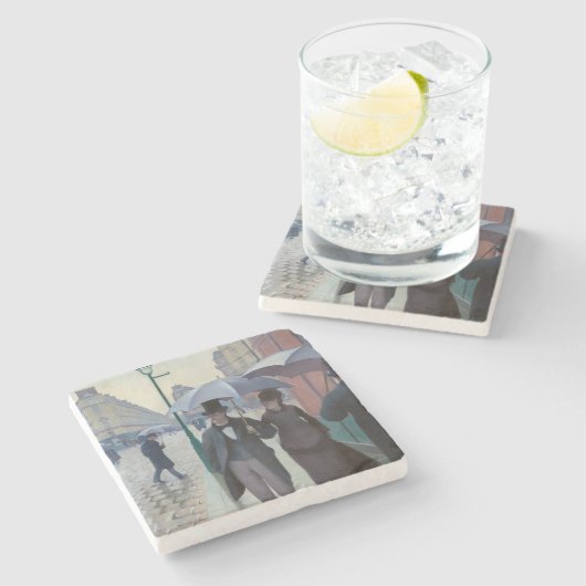 Gustave Caillebotte - Paris Street; Rainy Day Steinuntersetzer (Seitenansicht)