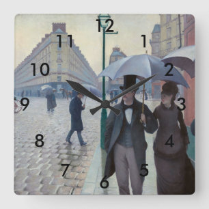Gustave Caillebotte - Pariser Straße; Regentag Quadratische Wanduhr