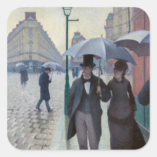 Gustave Caillebotte - Pariser Straße; Regentag Quadratischer Aufkleber