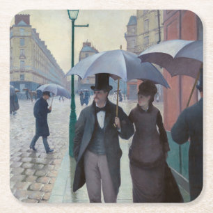 Gustave Caillebotte - Pariser Straße; Regentag Rechteckiger Pappuntersetzer