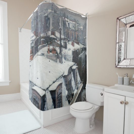 Gustave Caillebotte - Rooftops im Schnee Duschvorhang (Beispiel)