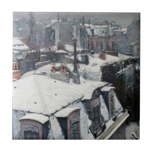Gustave Caillebotte - Rooftops im Schnee Fliese (Vorderseite)