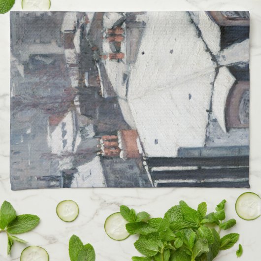 Gustave Caillebotte - Rooftops im Schnee Geschirrtuch (Gefaltet)