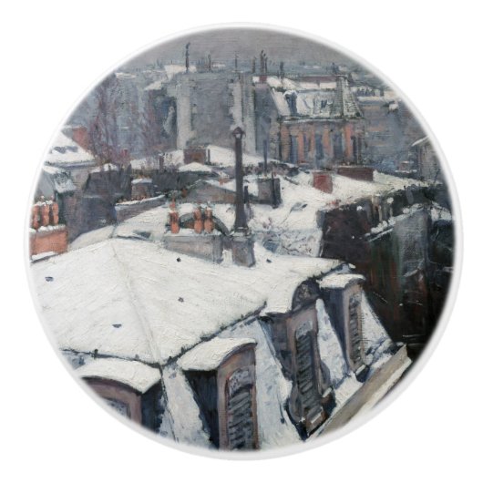 Gustave Caillebotte - Rooftops im Schnee Keramikknauf (Vorderseite)