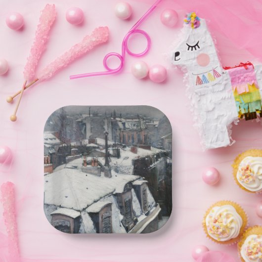 Gustave Caillebotte - Rooftops im Schnee Pappteller (Party)