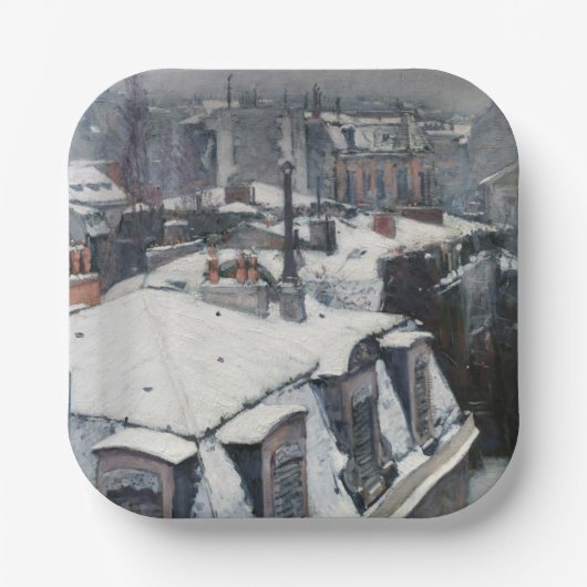 Gustave Caillebotte - Rooftops im Schnee Pappteller (Vorderseite)