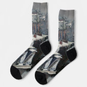 Gustave Caillebotte - Rooftops im Schnee Socken (Linkes Detail)