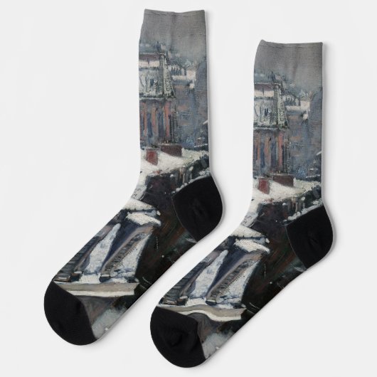 Gustave Caillebotte - Rooftops im Schnee Socken (Linkes Detail)