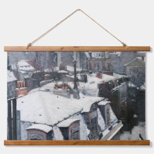 Gustave Caillebotte - Rooftops im Schnee Wandteppich Mit Holzrahmen
