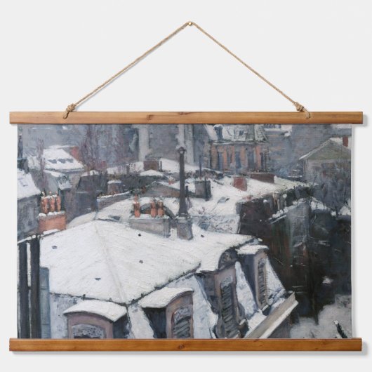 Gustave Caillebotte - Rooftops im Schnee Wandteppich Mit Holzrahmen (Vorne)