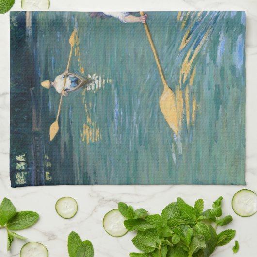 Gustave Caillebotte - Skiffs on Yerres Geschirrtuch (Gefaltet)