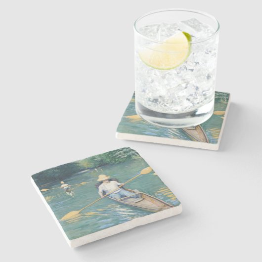 Gustave Caillebotte - Skiffs on Yerres Steinuntersetzer (Seitenansicht)