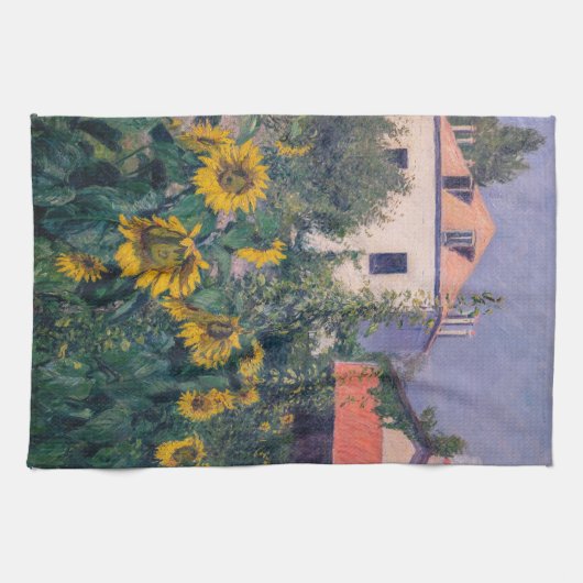 Gustave Caillebotte - Sonnenblumen, Garten Geschirrtuch (Horizontal)