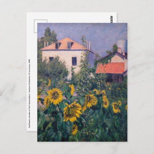 Gustave Caillebotte - Sonnenblumen, Garten Postkarte (Vorne/Hinten)
