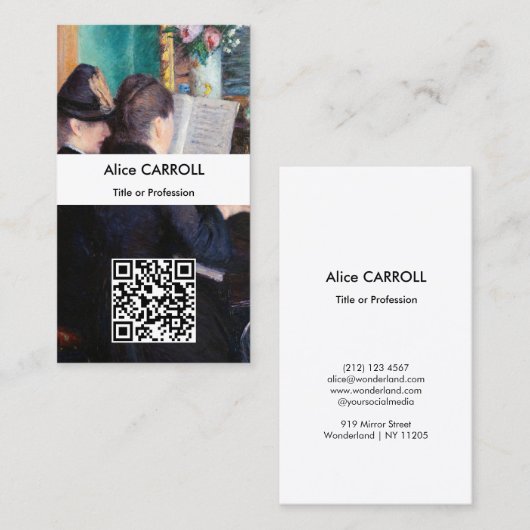 Gustave Caillebotte - The Piano Lesson - QR Code Visitenkarte (Vorne/Hinten)