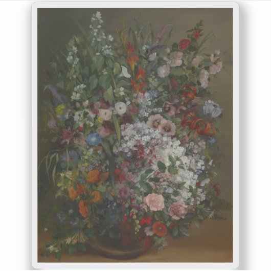 Gustave Courbet - Bouquet der Blume in einer Vase Aufkleber (Vorderseite)