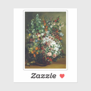 Gustave Courbet Bouquet von Blume in einer Vase Aufkleber