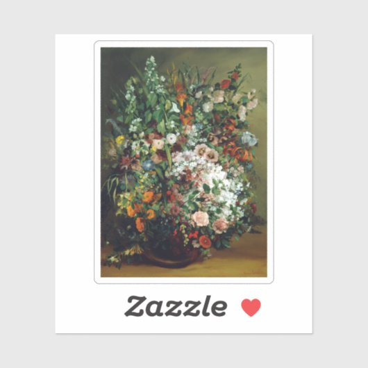 Gustave Courbet Bouquet von Blume in einer Vase Aufkleber (Blatt)