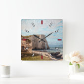 Gustave Courbet - Cliffs at Etretat after Storm Quadratische Wanduhr (Zuhause)