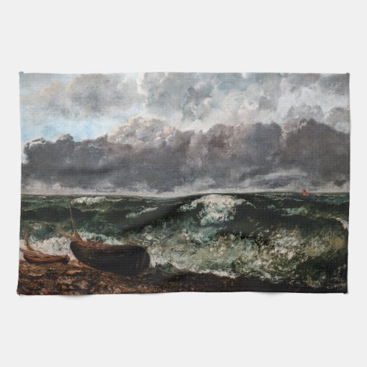 Gustave Courbet - Das Sturmmeer / die Welle Geschirrtuch (Horizontal)