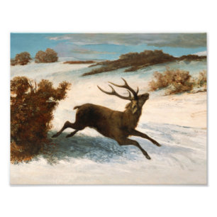 Gustave Courbet - Hirsche im Schnee laufen Fotodruck