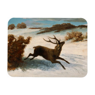 Gustave Courbet - Hirsche im Schnee laufen Magnet