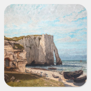 Gustave Courbet - Klippen bei Etretat nach dem Stu Quadratischer Aufkleber