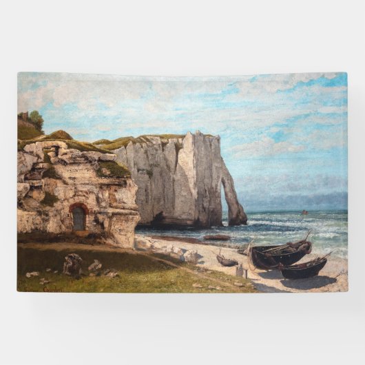 Gustave Courbet - Klippen bei Etretat nach Sturm Banner (Horizontal)