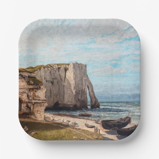 Gustave Courbet - Klippen bei Etretat nach Sturm Pappteller (Vorderseite)