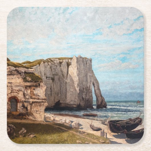 Gustave Courbet - Klippen bei Etretat nach Sturm Rechteckiger Pappuntersetzer (Vorderseite)
