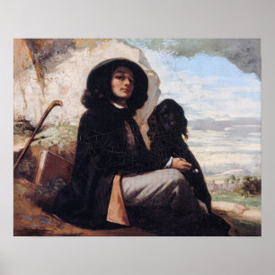 Gustave Courbet - Selbstportrait mit einem schwarz Poster