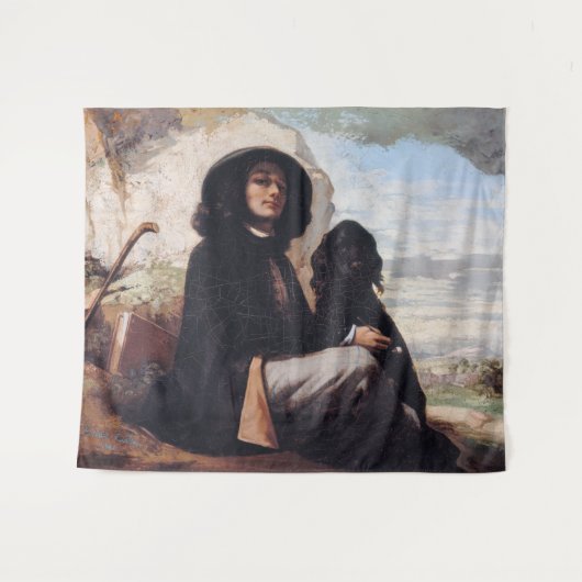 Gustave Courbet - Selbstportrait mit einem schwarz Wandteppich (Vorderseite (Horizontal))