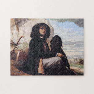 Gustave Courbet - Selbstporträt mit schwarzem Hund Puzzle