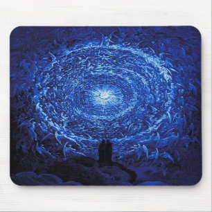 Gustave Dore die weiße Rosen-(blaue) Mausunterlage Mousepad