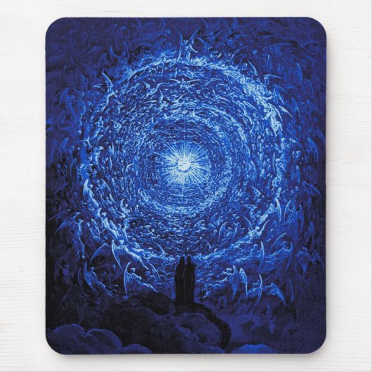 Gustave Dore die weiße Rosen-(blaue) Mausunterlage Mousepad (Vorne)