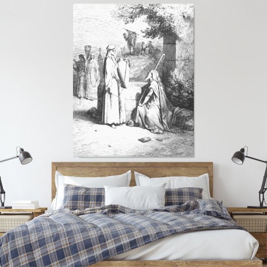 Gustave Doré - Eliezer and Rebekah at the Well Leinwanddruck (Insitu (Schlafzimmer))