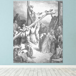 Gustave Doré - Lukas 23B Das Kreuz wird erhoben Leinwanddruck