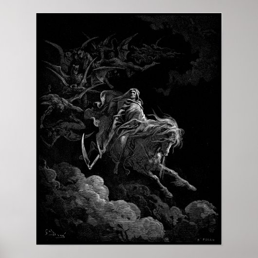 Gustave Dore Tod auf dem blauen Pferd Poster (Vorne)