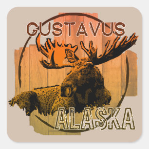 Gustavus Alaska-Orangensaftkleber Quadratischer Aufkleber