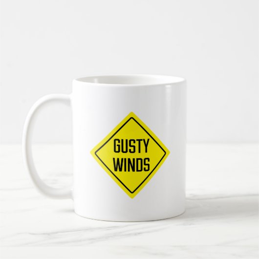 Gusty Winds Road Sign | Klassische Tasse (Links)