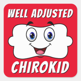 Gut angepasstes ChiroKid Happy Vertebra Chiropract Quadratischer Aufkleber