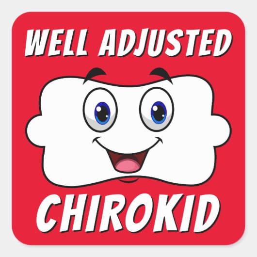 Gut angepasstes ChiroKid Happy Vertebra Chiropract Quadratischer Aufkleber (Vorderseite)