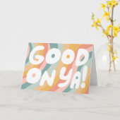 GUT AUF YA Bubble Letters Pastel Rainbow Stripes Karte (Gelbe Blume)