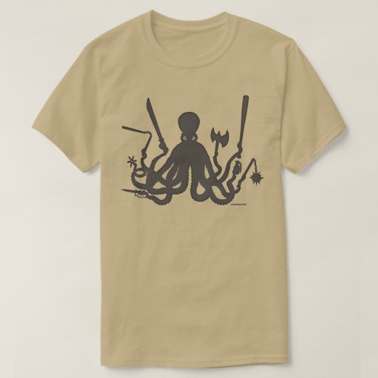 Gut bewaffnete Kraken in GRAY T-Shirt (Design vorne)