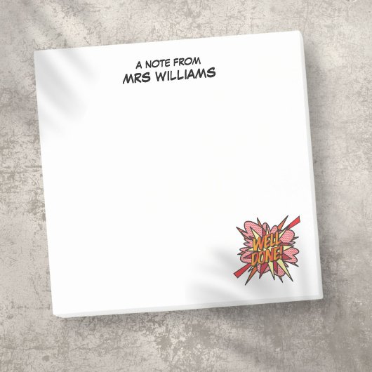 GUT DONE Individuelle Name Fun Retro Comic Book Post-it Klebezettel