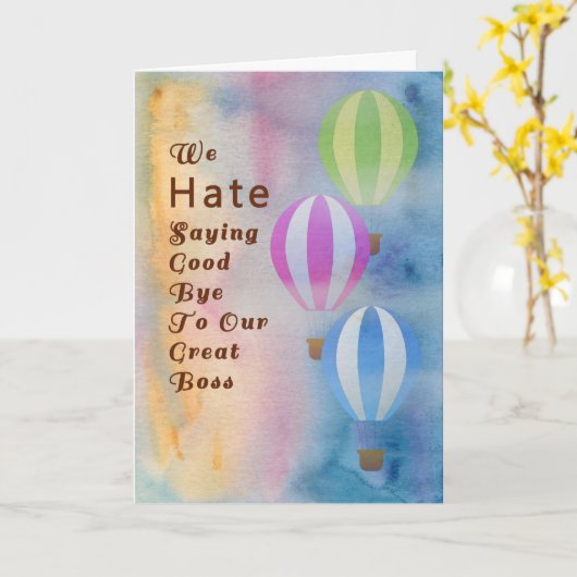 Gut durch Boss Card, Wasserfarbe Heißluftballons Karte (Gelbe Blume)