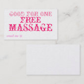 GUT FÜR EINE KOSTENLOSE MASSAGE - KARTE (Vorne/Hinten)