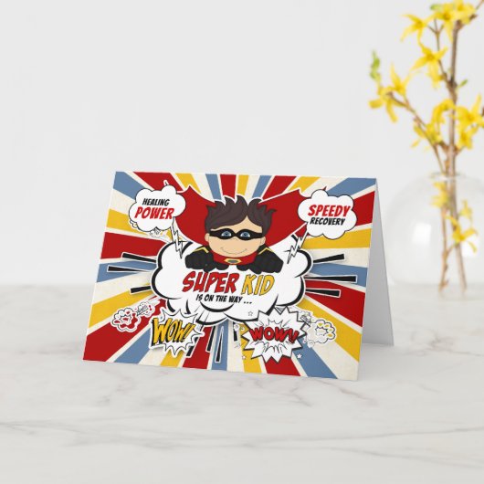 Gut für Kinder Boy Superhero Comic Book Karte (Gelbe Blume)