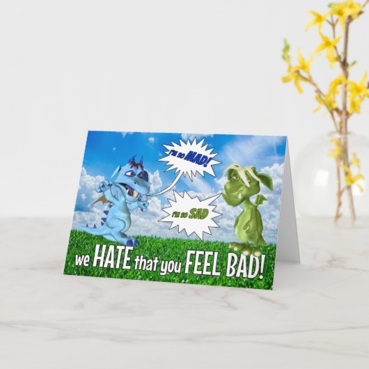 Gut für Kinder und traurige Drachen Karte (Gelbe Blume)