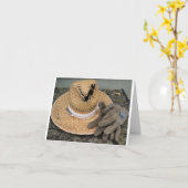Gut gebrauchte Gartenhut und Handschuhe Karte (Gelbe Blume)